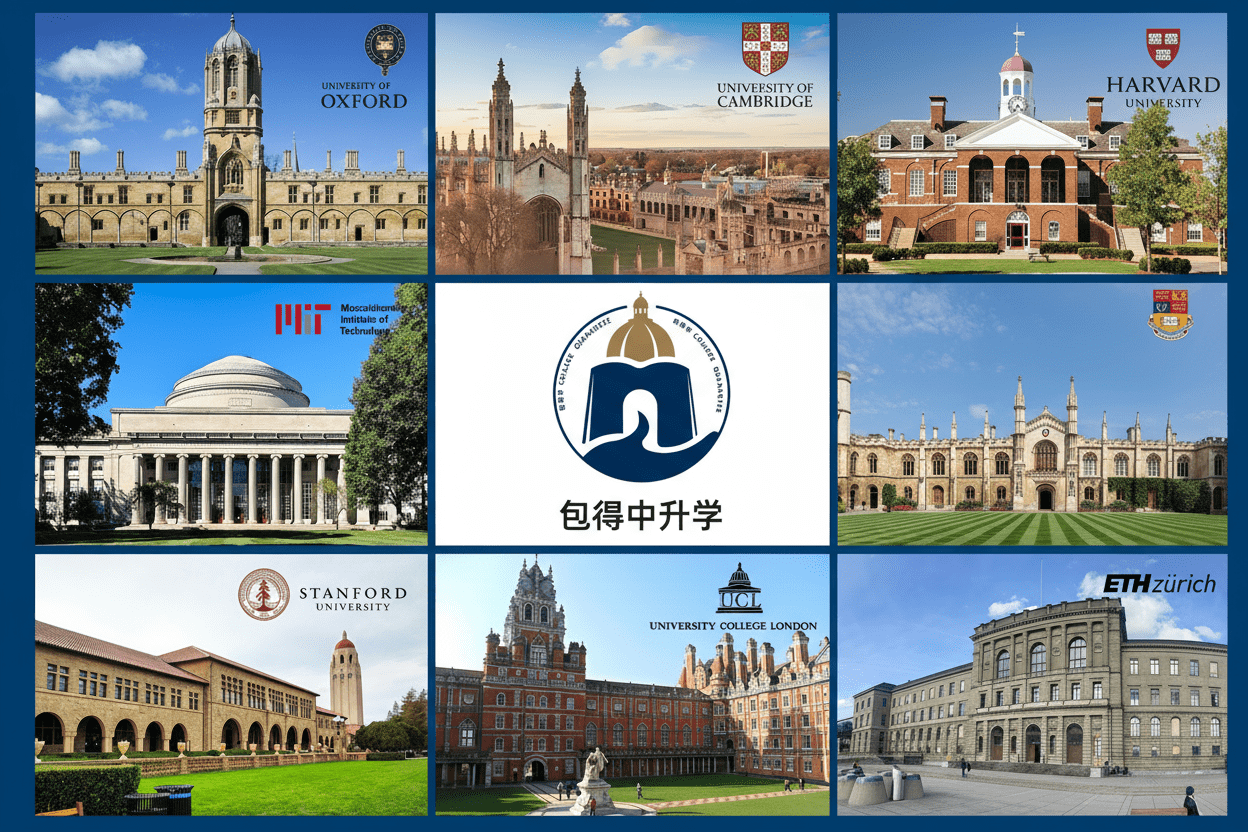 包得中升学合作院校,包括牛津、剑桥、哈佛、MIT、斯坦福等世界顶尖名校